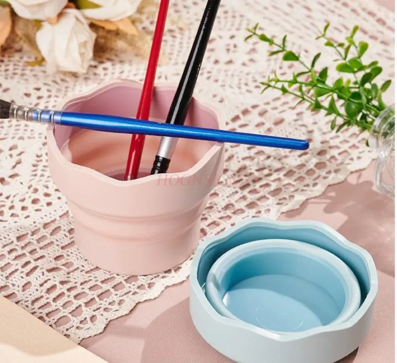 1pcs Folding bucket, foldable and extendable, portable multifunctional pen washing cup, pen washing bucket