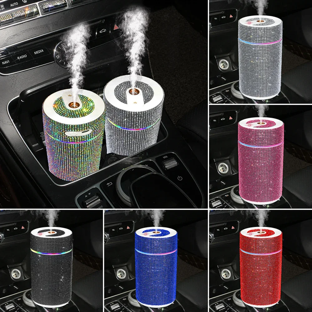 Shiny Diamond Car Diffuser Humidifier Starry Sky Projection Humidifier Crystal Rhinestone Air Freshener Car Bling Accessories