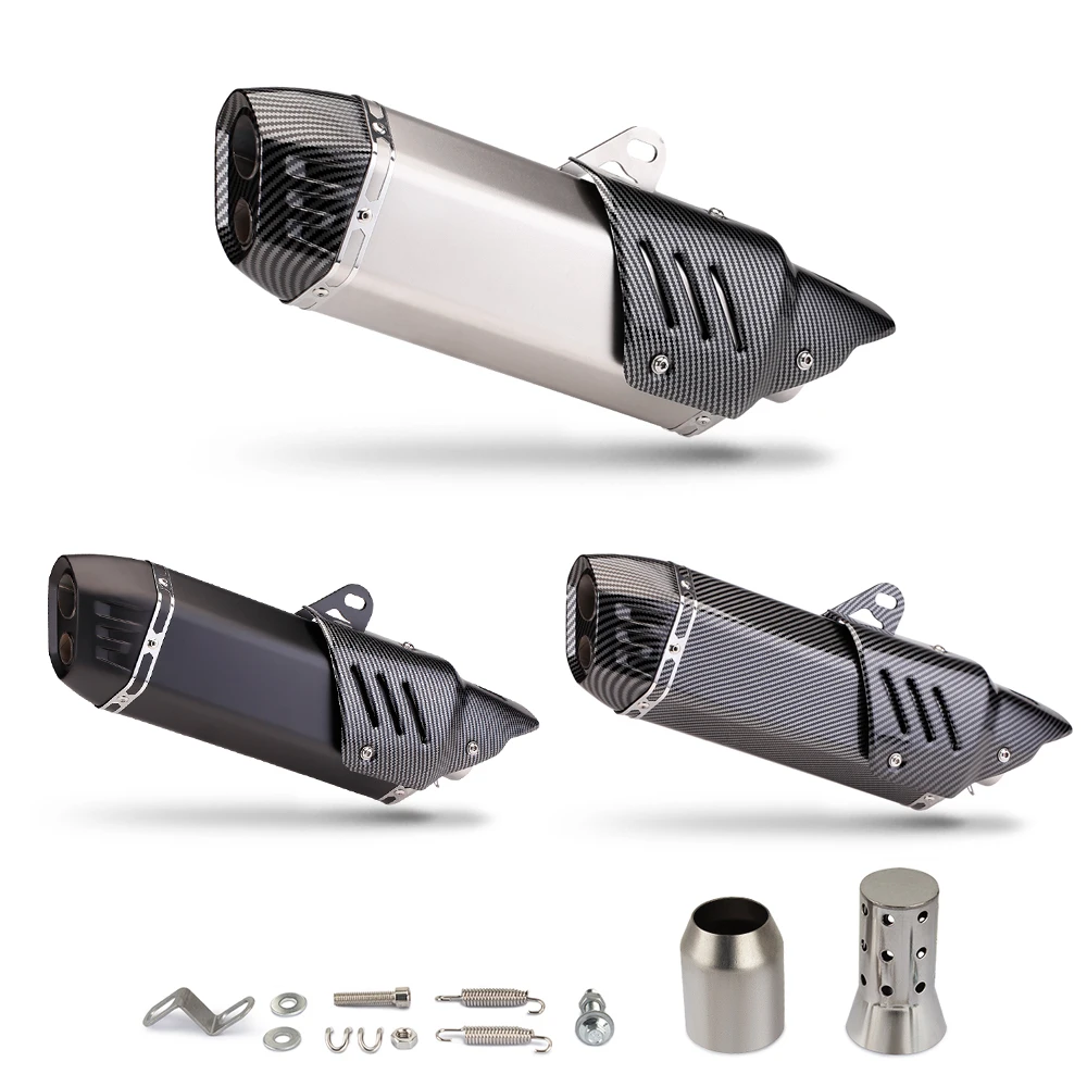 

S7 Exhaust Universal 51MM Motorcycle Double Hole Muffler with DB Killer For CBR500R ZX6R TMAX530 MT07 675SRR 650NK CB650F GSX8S