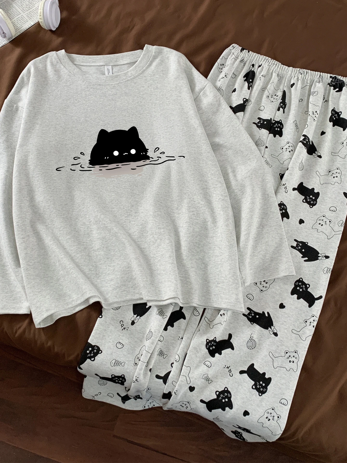 

Новинка 2026: Женский хлопковый пижамный комплект с длинным рукавом, милый, для студенток, весна-лето, тонкий, домашняя одежда, дышащий, комфортный