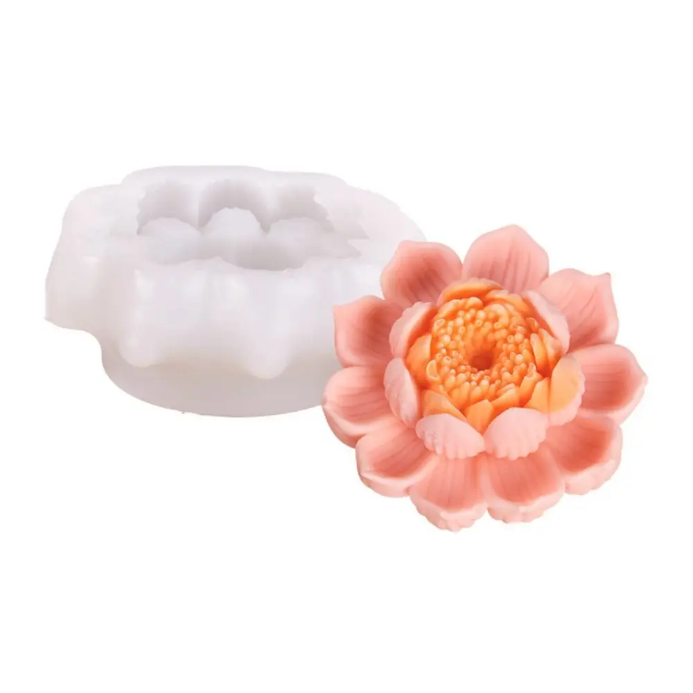 

Practical Chinese Style Lotus Mousse Cake Mold Non-stick Handmade Pudding Mold Soft 3D Soap Candle Mold Home
