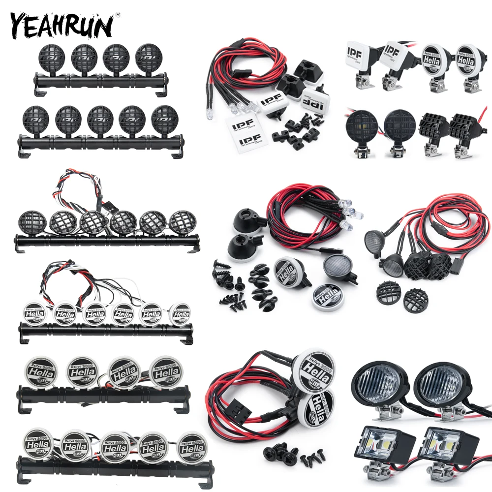 YEAHRUN RC Car LED Roof Light Round Square Headlights Bright Lamps For 1/10 RC Crawler Axial SCX10 Trx6 Trx4 Lights
