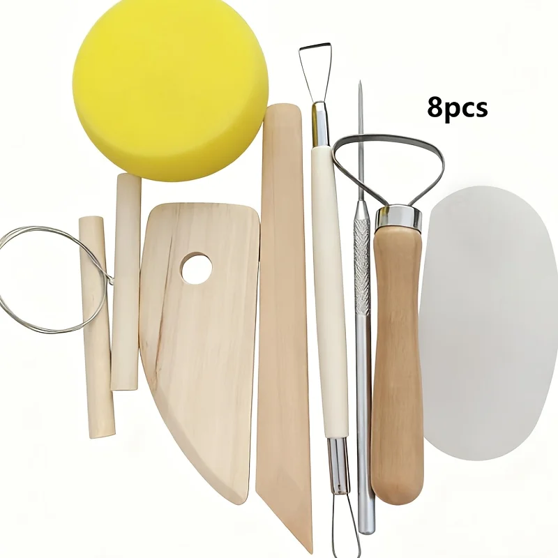 

8Pcs/Set Clay Tools DIY Ceramics Molding Tools Wood Knife Pottery Tool Set Clay Sculpting Kits Carving Ceramic Tools Practical