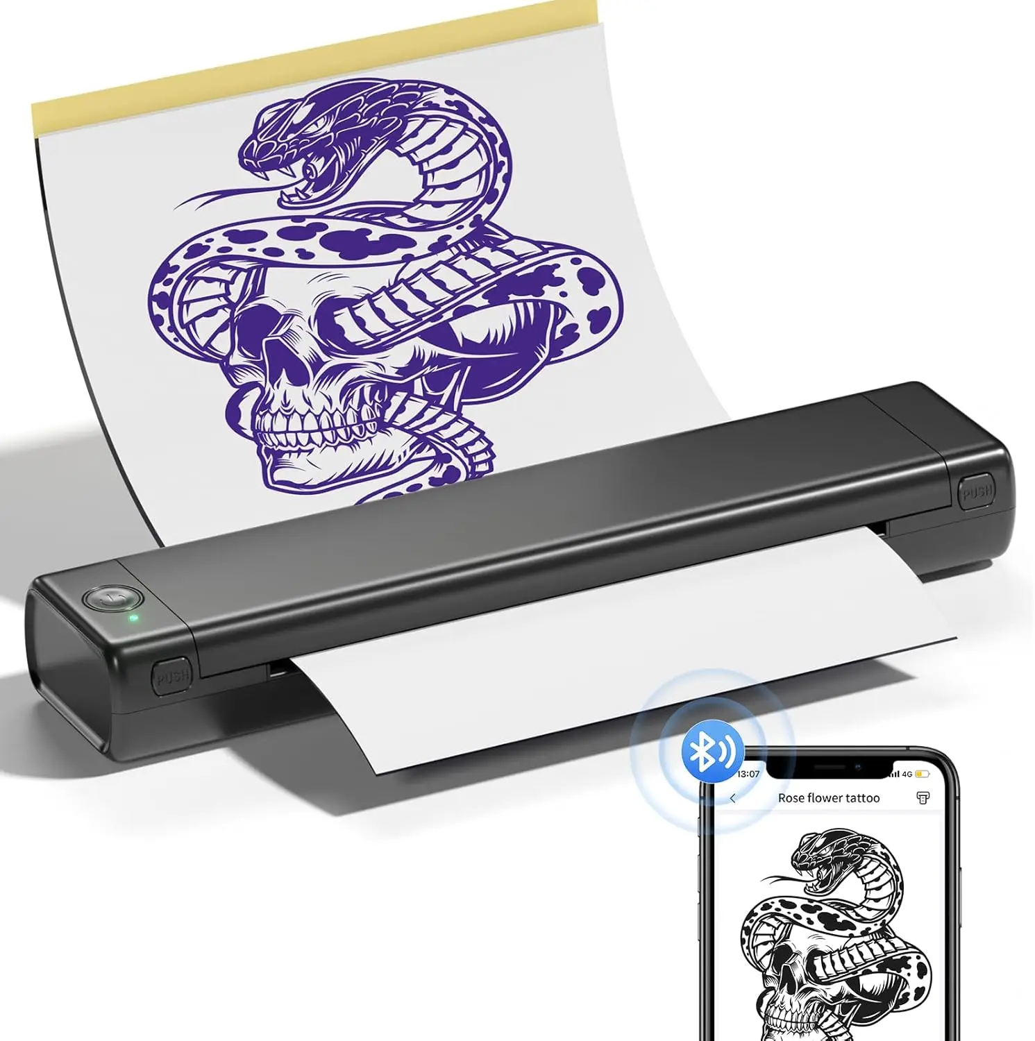 

Tattoo Stencil Printer - M08F Wireless Stencil Printer for Tattooing, Thermal Tattoo Printer Kit with 10PCS Transfer Paper, Blu