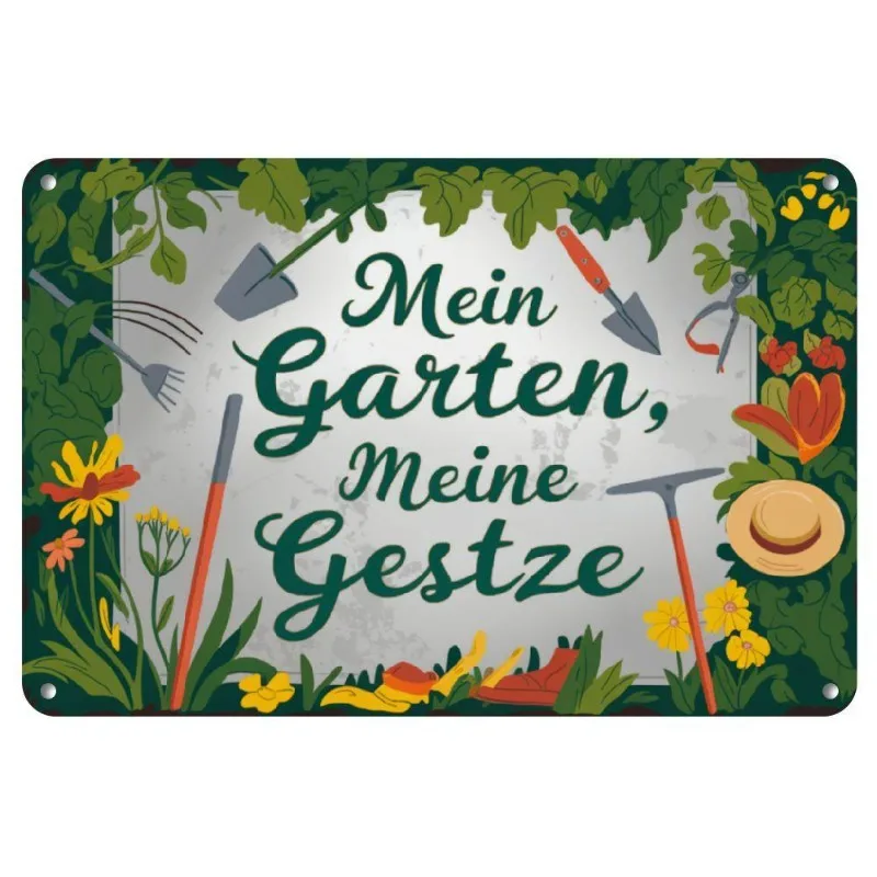 Iron Wall Art Logo Garden-themed Iron Metal Tin Decoration 8x12 Inches Suitable for Home and Cafe Decorations