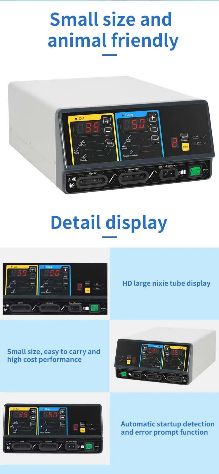 Medical 100v Diathermy Surgical Electrocautery Machine Electrosurgical Unit Diathermy Machine for Hospital