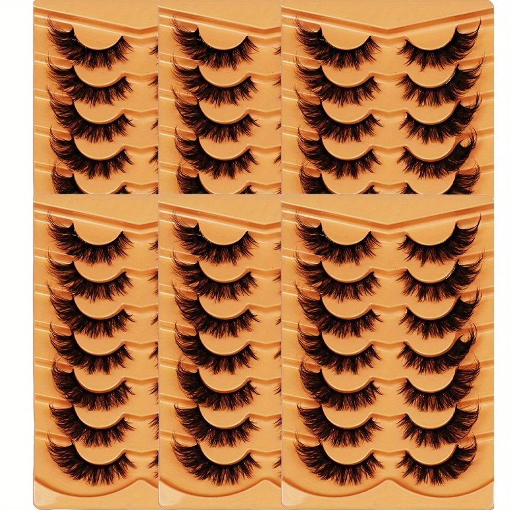 

42pairs/6Pack Cat Eye Eyelashes 3D Natural False Lashes 5D Fluffy Soft Cross Manga Lashes Wispy Natural Eyelash Extension Makeup