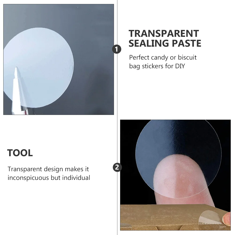 2 Rolls Gift Sealing Stickers Clear Envelope Package Cable Transparent Pet Labels Adhesive Packaging