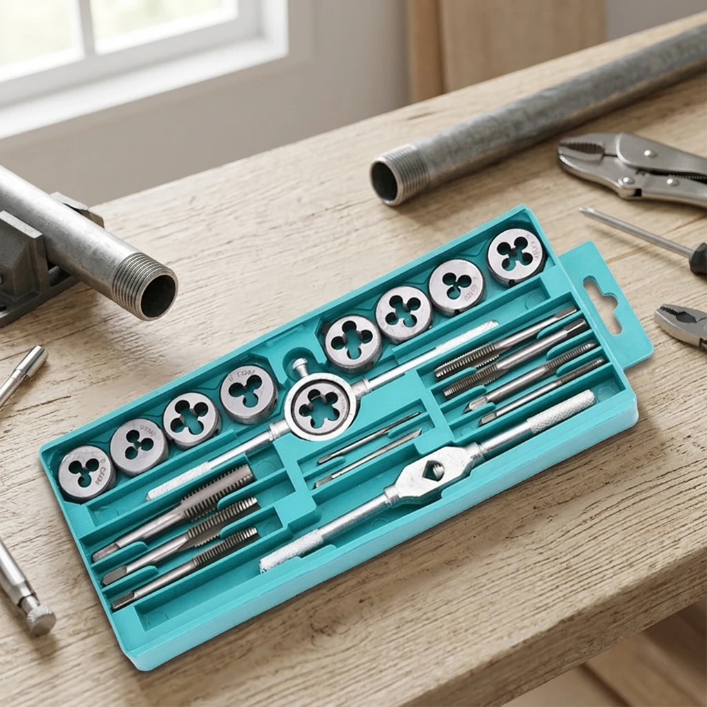 Multifunction Tap and Die Set 12/20/40Pcs Metric Screw Thread Plugs Hand Screw Taps Straight Taper Tapping and Thread Tools