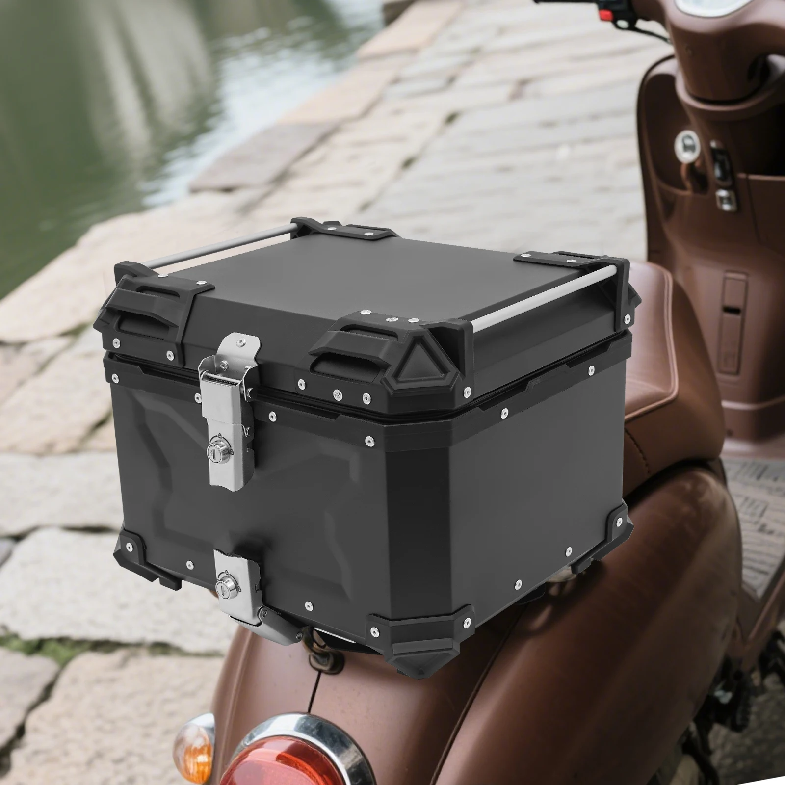 

Motorcycle Top Case, Waterproof Motorbike Tail Box, Motorcycles Tail Storage Case with Safety Lock，Large capacity box，Black