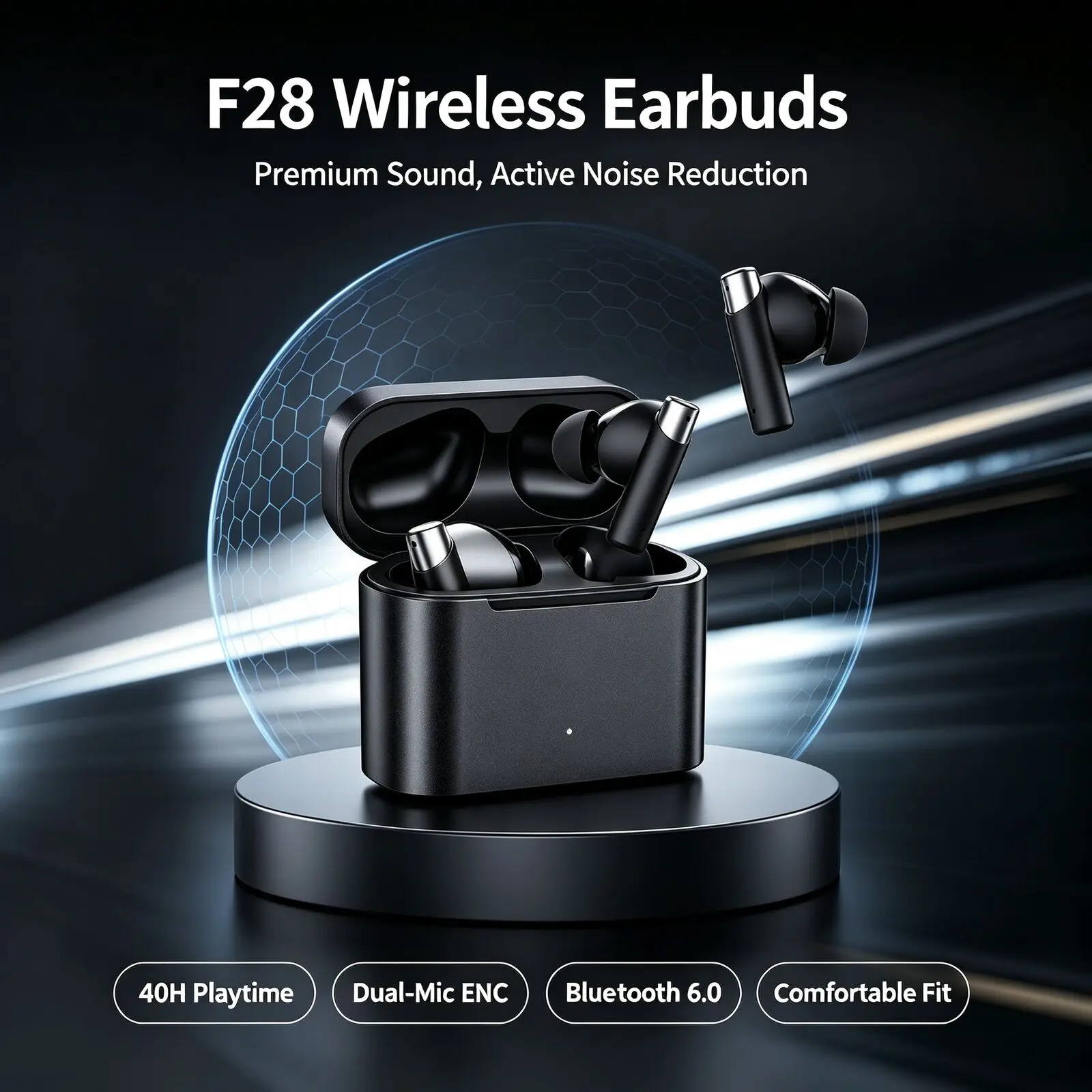OWS Open Ear Bluetooth 6.0 Earphones Painless in Ear ANC Noise Cancellation 100H Battery Life APP Control Sports Wireless Earbud