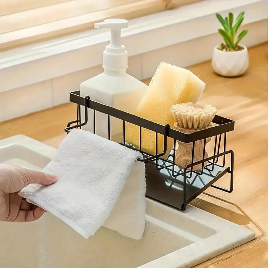 1pcs Effective Draining Kitchen Sponge Shelf, Soap Holder, Stainless Steel Material Is More Sturdy, Slope Design Is Free From Water Accumulation, Towel Independent Rack Effective Anti-Mold, Kitchen Storage