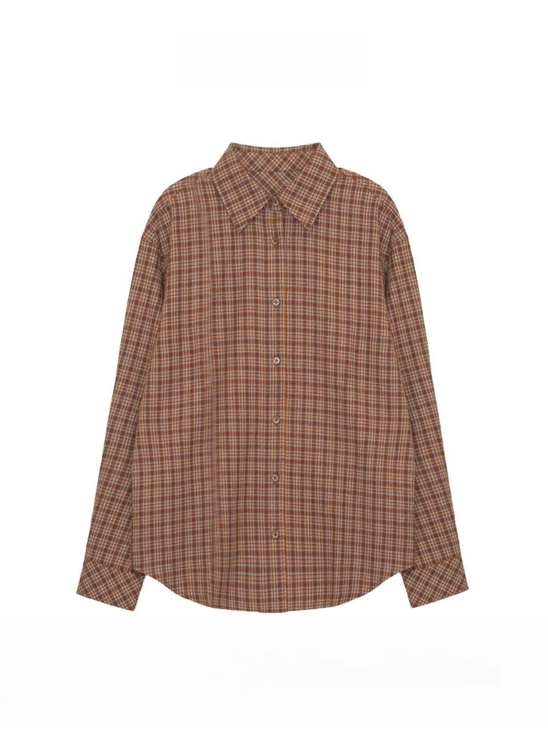 

Pure Cotton Plaid irt Long Sve Lazy Sle Women's Clothing Yardan Wind i Tartan Pattern Spring Summer New Arrival