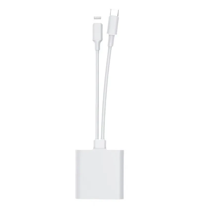 إضاءة قارئ بطاقات 2 في 1 ومحول كاميرا بطاقة USB C SD/TF قارئ بطاقات متعدد، فتحة مزدوجة، التوصيل والتشغيل، لهاتف iPhone Mobile c