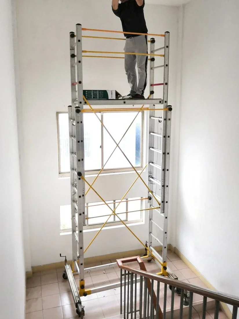 Aluminum alloy scaffold elevator, telescopic ladder, folding and moving engineering ladder, high-altitude platform, cloud ladder view 5