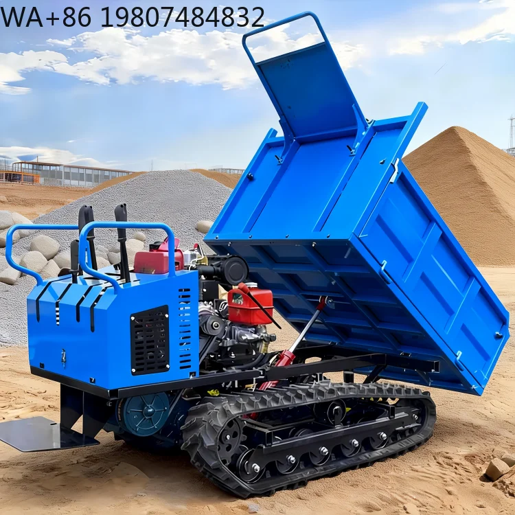 0.8 Ton Mini Hydraulic Steering Crawler Dumper Flexible All Terrain Climbing Truck For Farm Construction Material Haulage Works