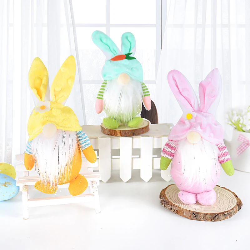 Cute Easter Faceless Gnome Rabbit Doll Handmade Reusable Home Decoration Spring Hanging Bunny Ornaments Festival Kids Gifts