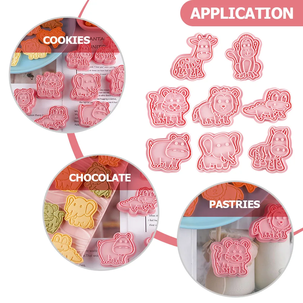 

8 Pcs Animal Cookie Mold Lightweight Plastic Stamps for Baking Cookies Chocolate Cake Pastry Molds Interesting Design Smooth