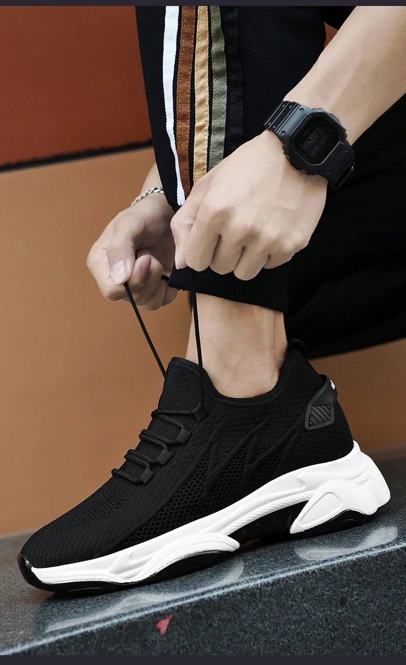 Sommer Männer Aufzug Schuhe Atmungsaktive Mesh Höhe Erhöhen Turnschuhe Männer Schuhe Innen Länge 7 cm Outdoor Freizeit Weiß Größere Schuhe – Detail 27