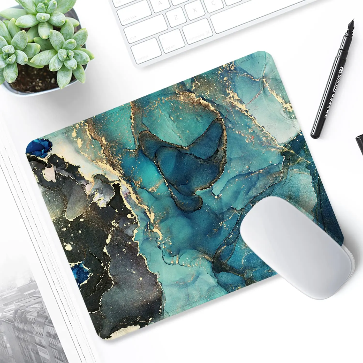 Hot-Selling Colorful Marble Printing Square Mouse Pads Comfortable Gaming Mousepad Mouse Mat Keyboard Mats Desk Pad 22x18cm