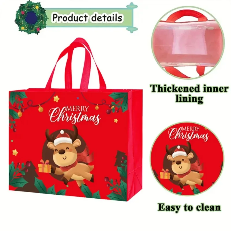 

12PCS 12.8x6.7x9.8inch Non-Woven Christmas Gift Bags with Snap Handle | Reusable Holiday Favor Pouches for Toys & Presents DIY
