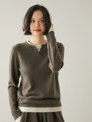 CHICUU Women 100% Cashmere Sweater Autumn Winter Base V-neck Long Sleeve Pullover Cashmere Knitwear Soft Comfy Clothing Tops