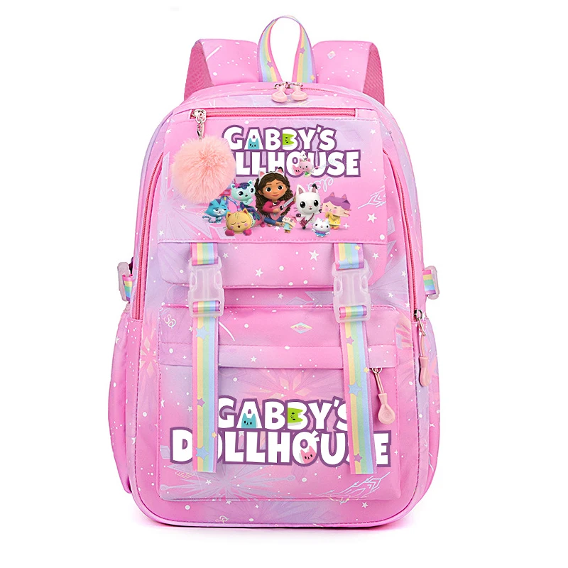 Gabby dollhouse mochila para estudantes anime moda mochila meninas papelaria livros armazenamento sacos de alta qualidade material escolar