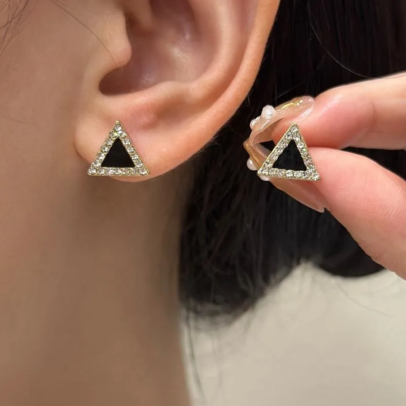 Ethnic Style Earrings For Sale Black Bow Triangle New Light Luxury Niche Versatile Temperament High-end Design Sense Earrings