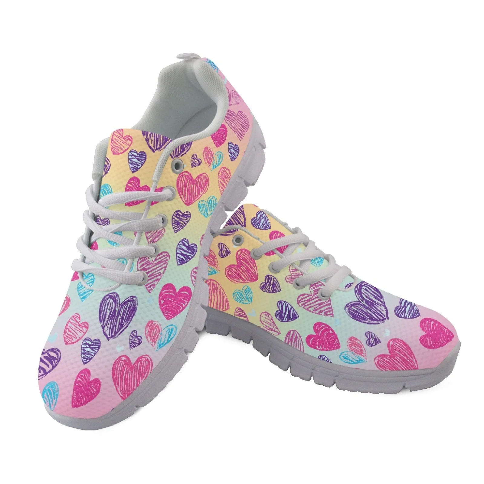 Coloranimal Comfortable Breathable Walking Sneakers for Women Men's Running Sneakers for Outdoor Heart Sketch