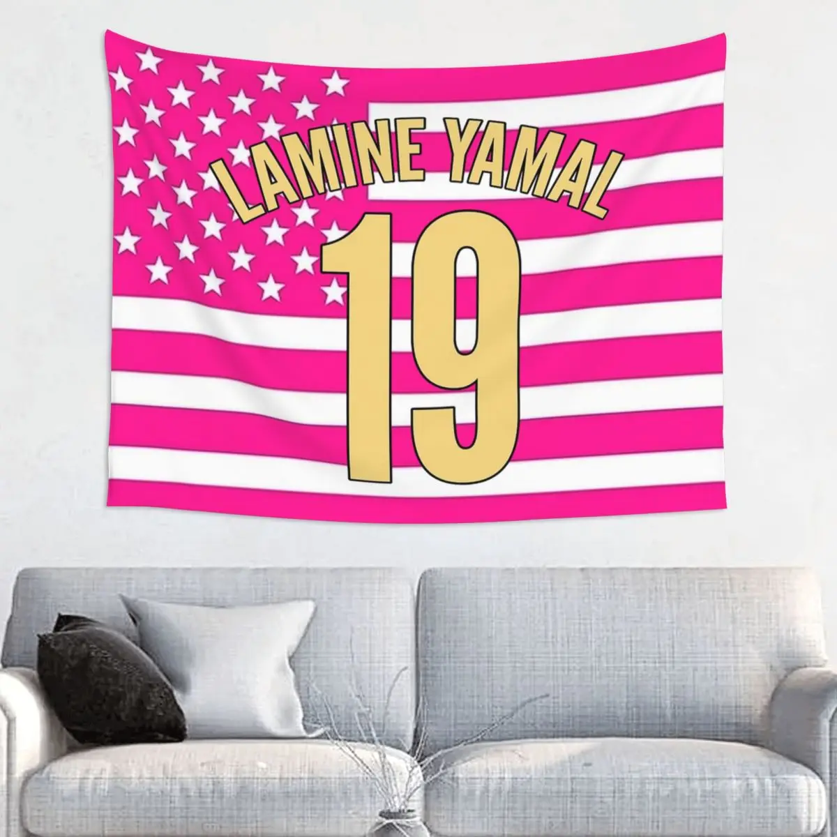 Numner 19 Lamine Y-Yamal Tapestry Hippie Polyester Wall Hanging Football Soccer Room Decoration Beach Mat Retro Wall Blanket