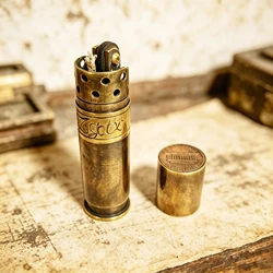 Brass Bullet Trench kerosenes  lighter Cylinder Gasolines Lighter Fuel Grinding Wheel Retro Nostalgic Isqueiro Collection Gift