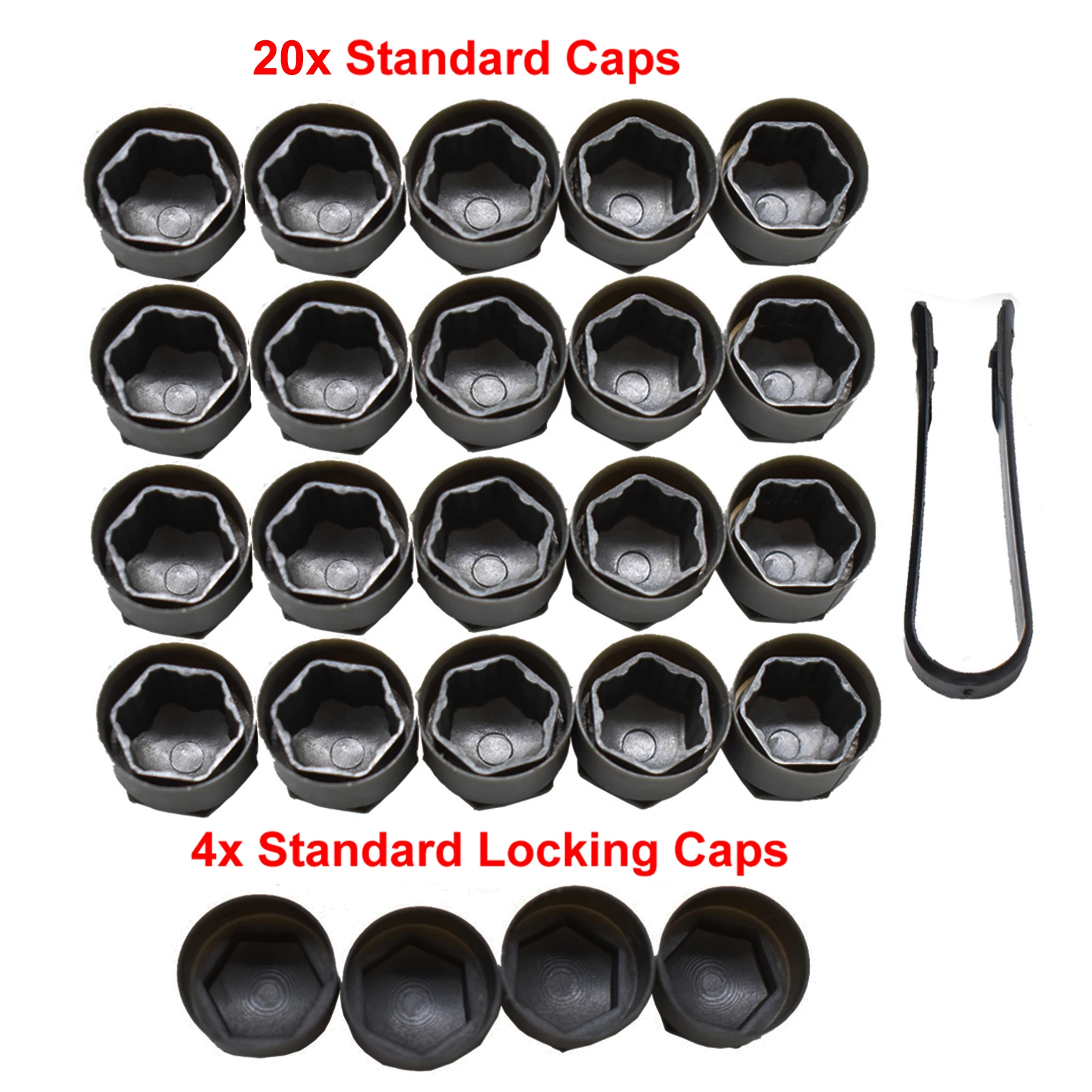 24x Car Wheel Nut Caps Accessories Auto Tyre Hub Screw Anti-Rust Protection Vehicle Bolts Studs Cover Black For Audi A4 A6 Q3 Q5