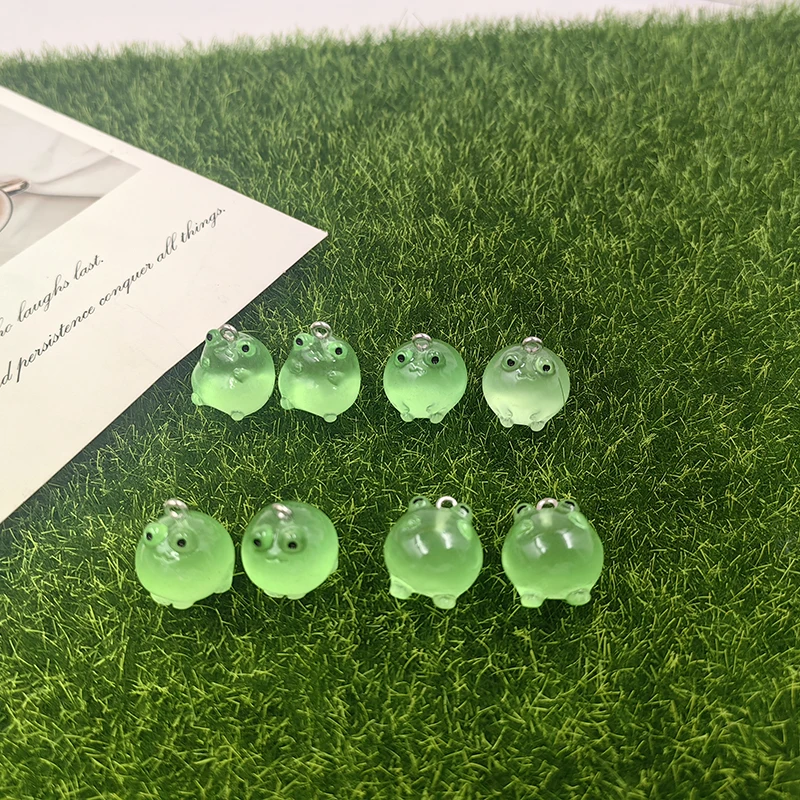 10Pcs Luminous Green Frog Charms for DIY Jewellery Making