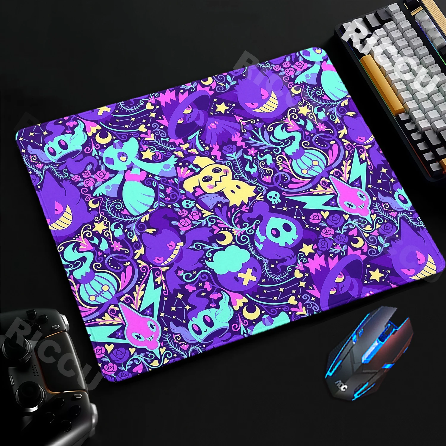 Anime Pokemon Play Mat Laptop Purple Small Size Office Accessory Mat Gengar LockEdge Gamer Computer Keyboard Non-slip Rubber Pad