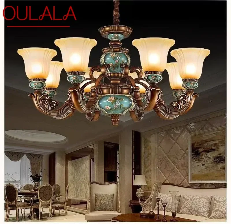 

OULALA European Luxury Living Room Pendent Lamp American Retro Restaurant Bedroom Villa Hotel Clothing Store Cafe Chandelier