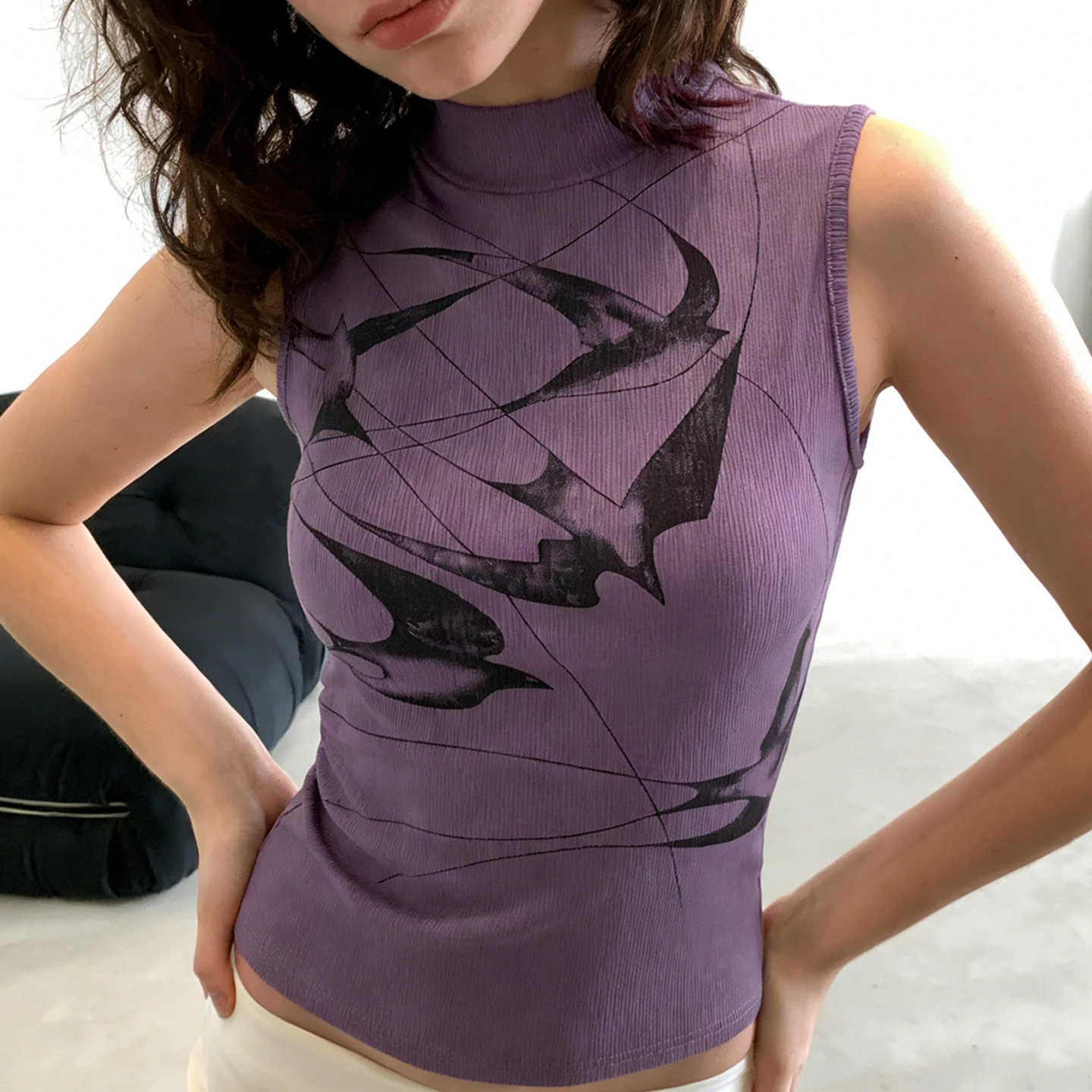 SUCHCUTE Neues chinesisches Vintage-Tanktop mit halbem Halsausschnitt, ärmellos, Y2k-Ästhetik, elegantes Schwalben-Print-Top, Sommerkleidung für Damen – Detail 15