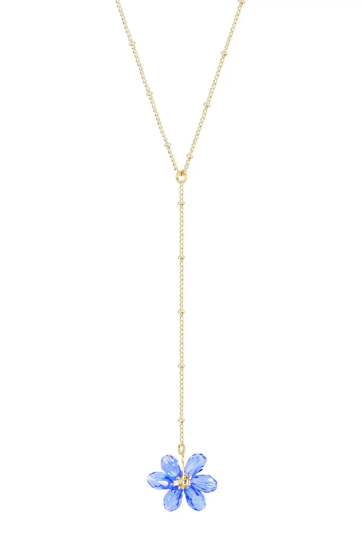 

Tanzanite Austrian Crystal Flower Bloom Y Necklace