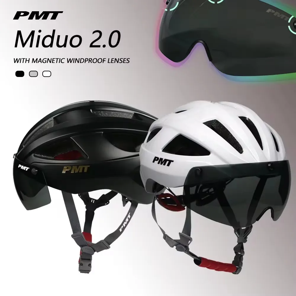 

PMT Miduo 2.0 Bicycle Helmet Ultralight Racing Hat Breathable Comfortable Cycling With Magnetic Windproof Lenses Safety Helmet