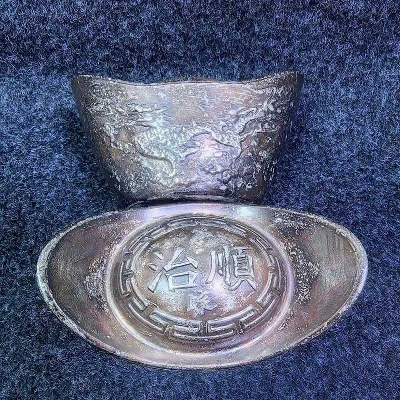 Solid silver ingot 2.5kg Five Emperors Double-sided Dragon Treasure Ornament