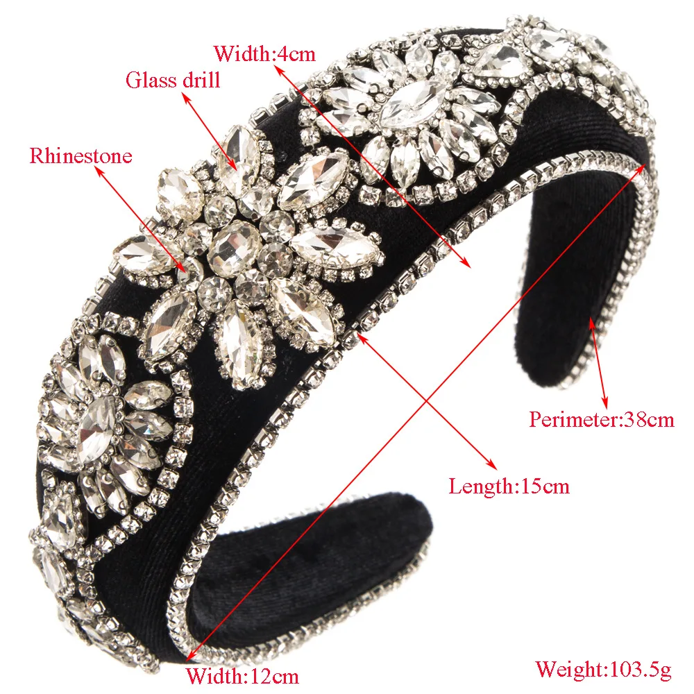 Catwalk Luxury Rhinestone Headband New Baroque Fashion Personality Color Crystal Beads Headband For Women Padded Hairbands