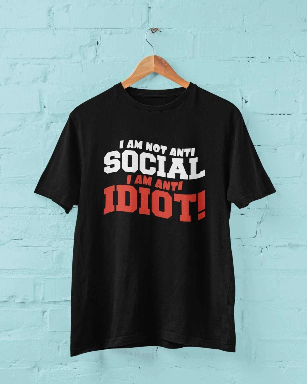 Camiseta divertida de broma sarcástica, camisetas Geek introvertidas I Am Anti Social I Am Anti idiota para hombres