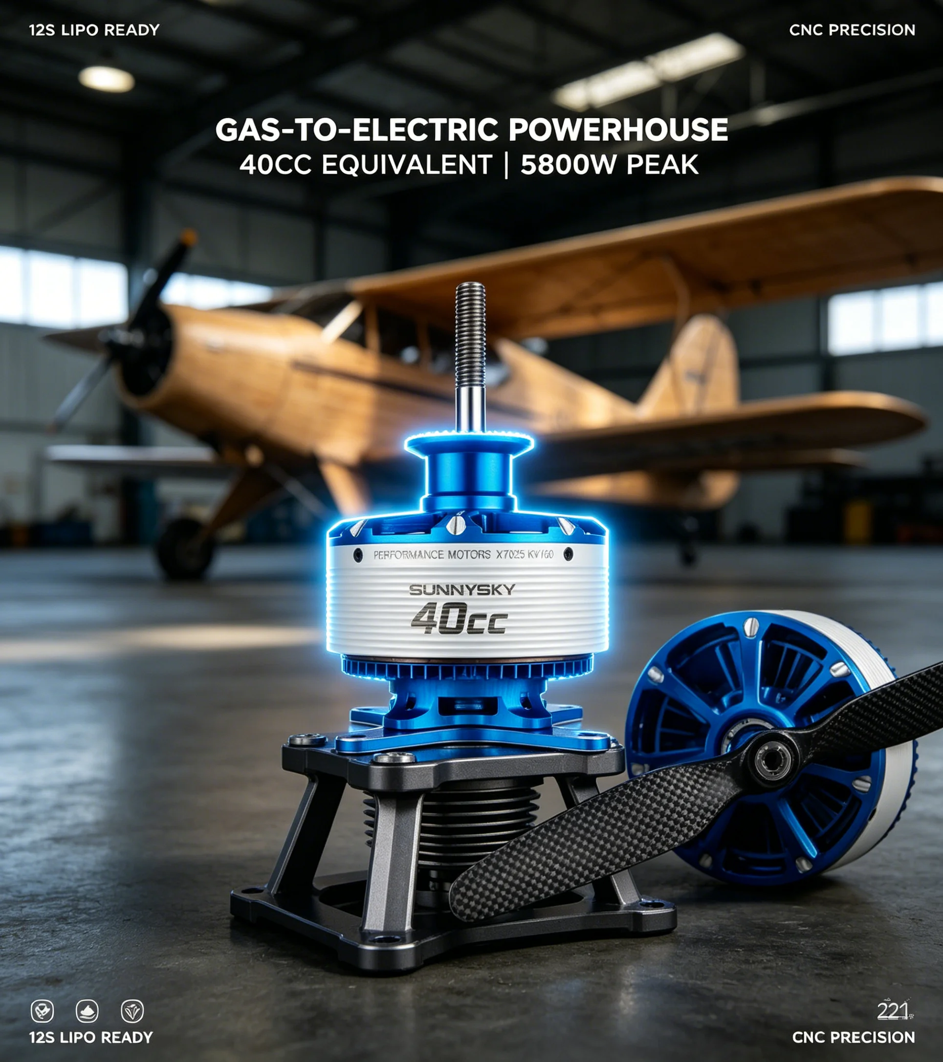 High Performance Brushless Motor SunnySky X7025 V3 190KV 210KV 40CC Equivalent for RC Airplane Fixed Wing Aerobatic Aircraft