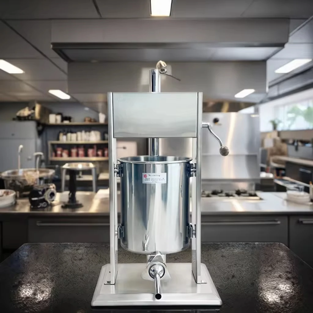 Manual 10L Stainless Steel Sausage Stuffer - Homemade Vacuum Enema Maker, Hand-Operated Filling Machine