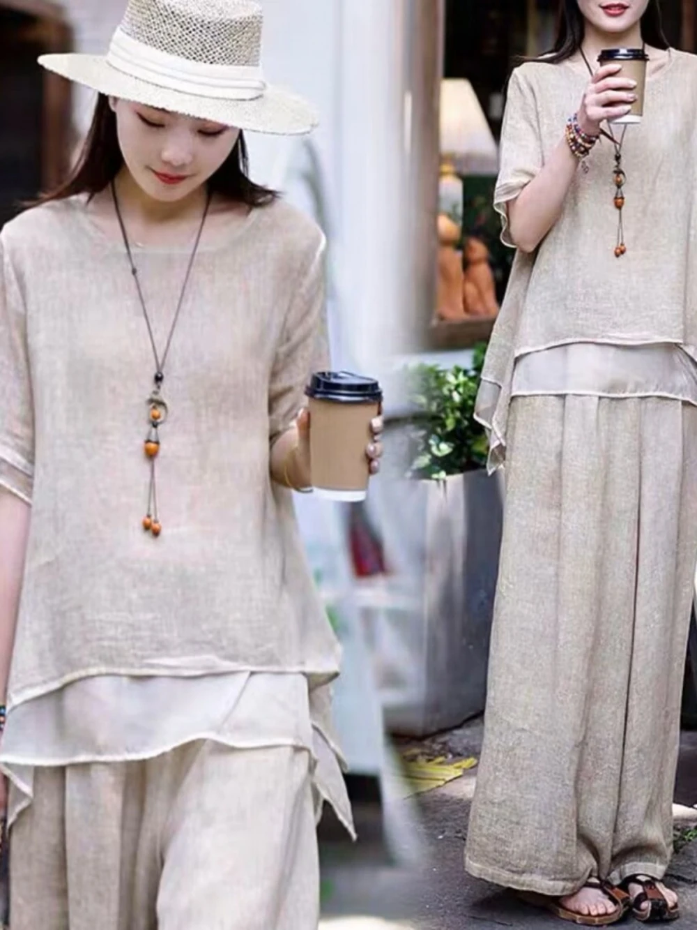 Women Fashion Over The Years - Fashionable Cotton Linen Set Women Summer