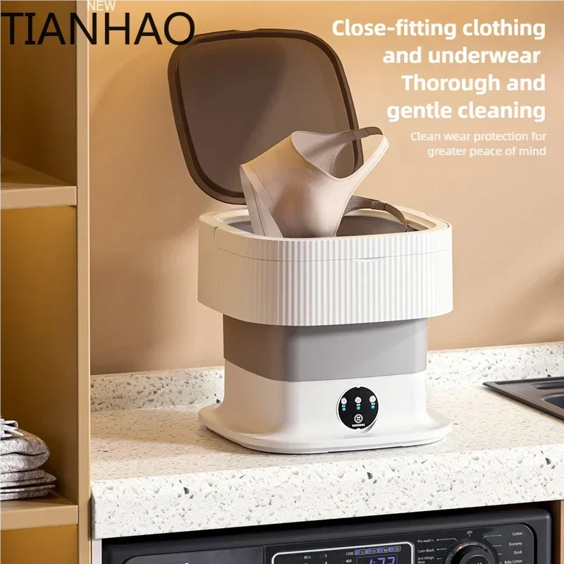 10L Portable Compact Folding Washing Machine with Timed Spin Dry Function for Socks, Underwear, and Lingerie Cleaning
