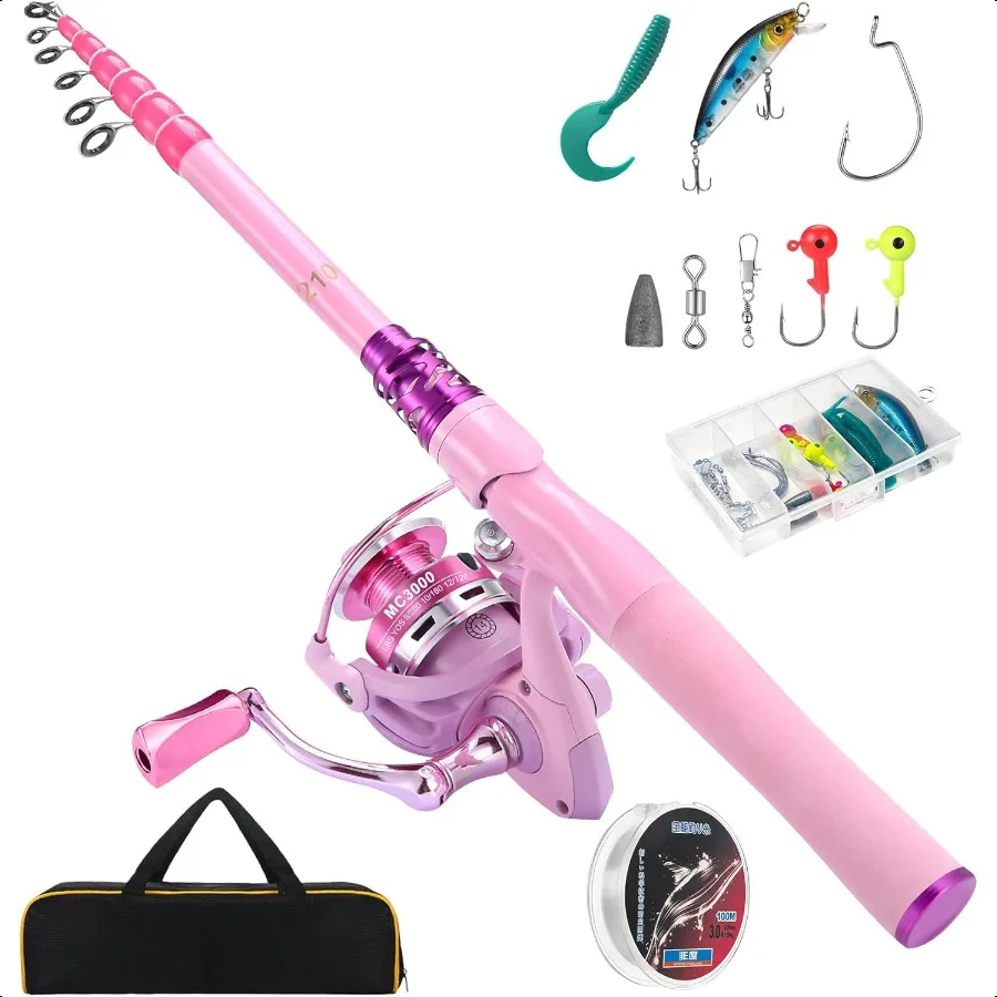 

Carbon Fiber Fishing Rod and Reel Combos Portable Telescopic Fishing Pole with Spinning Reel Travel Bag for Saltwater Freshwate