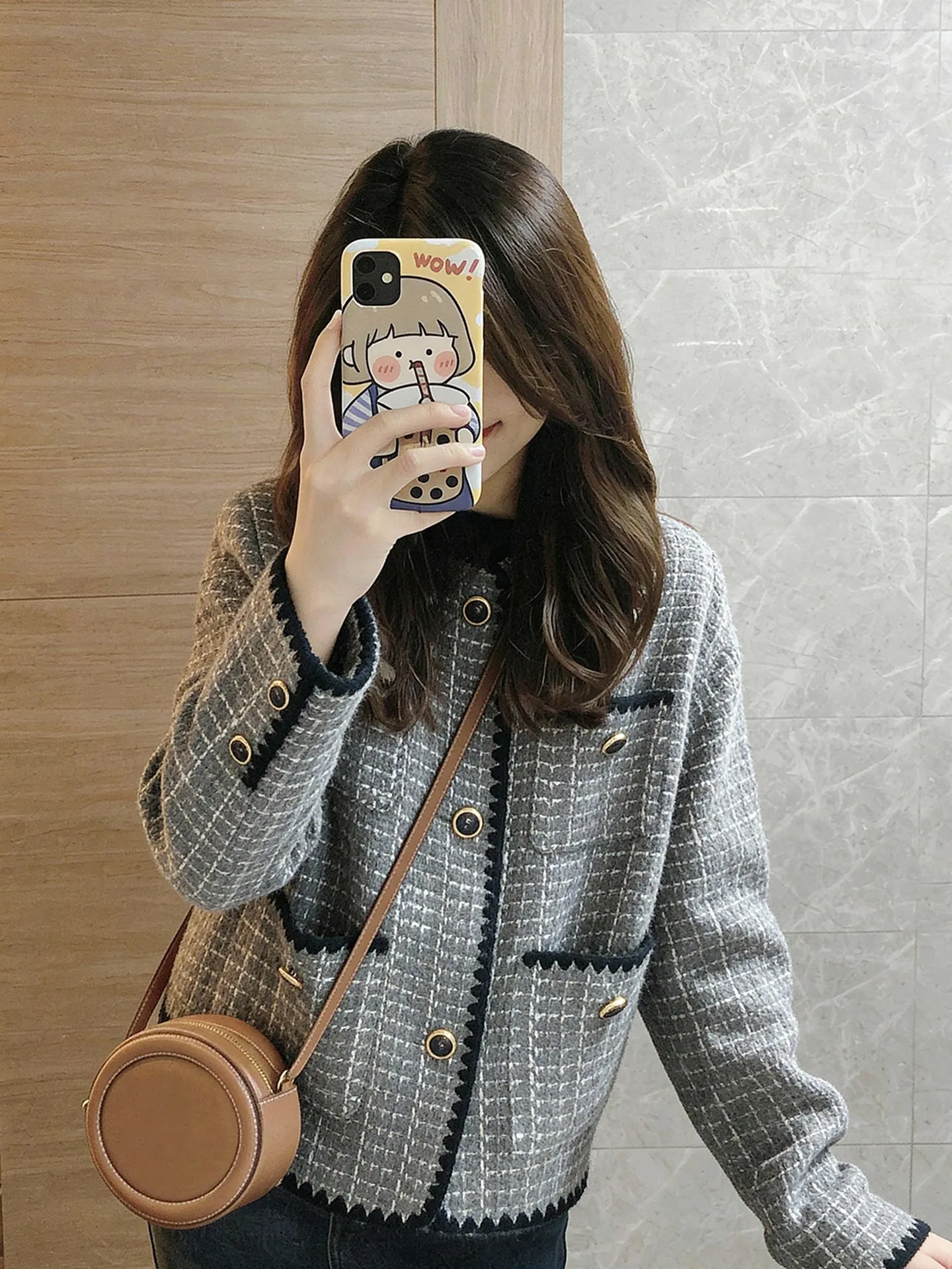 

Зима 2025: Новое женское короткое пальто из твида, приталенное, для офиса, премиум-класса, в корейском стиле, прямого кроя