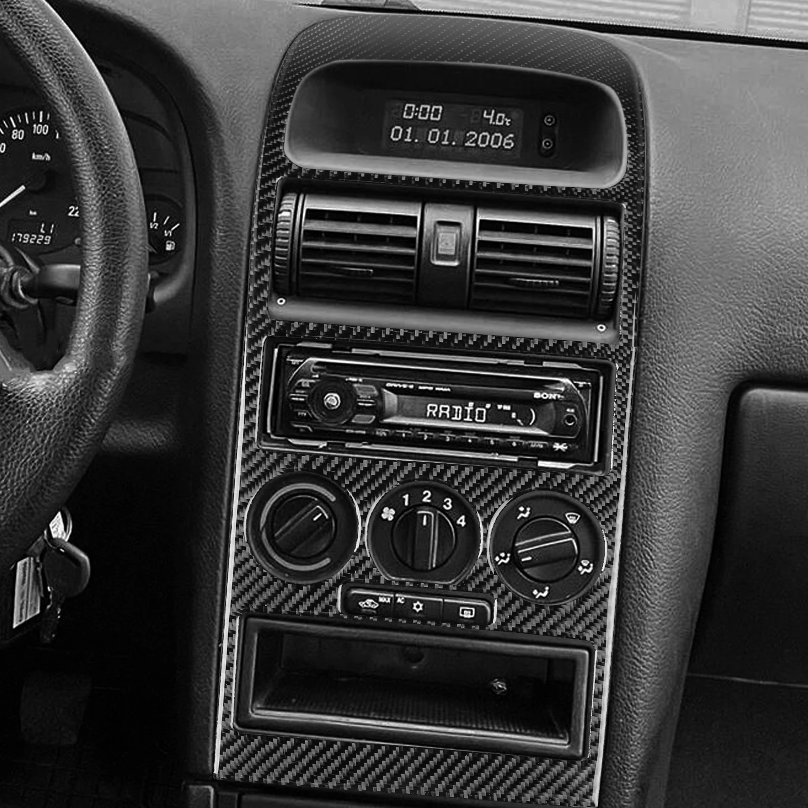 Für Opel Astra G 1998-2003 Echte Carbon-Faser-Aufkleber Zentrales Radio AC/CD-Bedienfeld Auto-Zubehör Innenausstattung Dekorativ