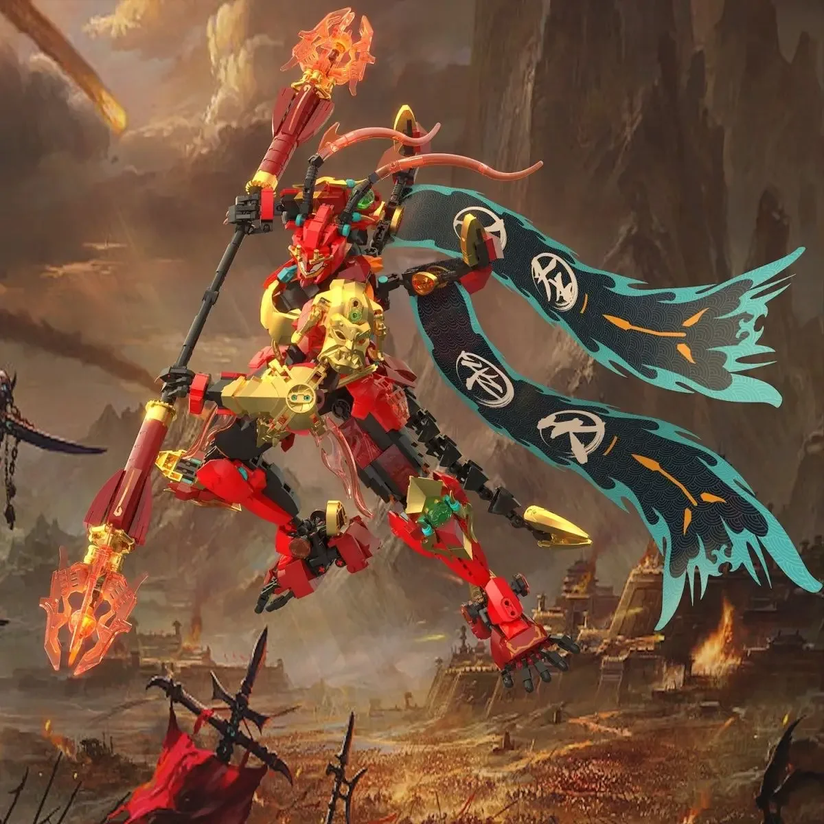 

New Luminous Monkey King Mecha Robot Action Figure Building Blocks Children's Educational Toys Boys Holiday Gift Model