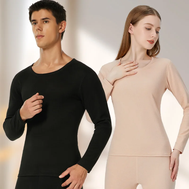 

Thermal Underwear Sets Men's Women's Cold Proof Thicken Inside To Wear Couple Comfort Elastic Waist Long Sleeve Long Johns